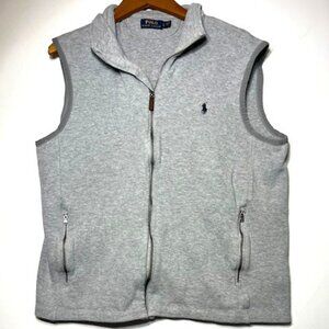 Polo Ralph Lauren Men’s Full Zip Sweater Vest Cotton Gray Embroidered Logo Sz L